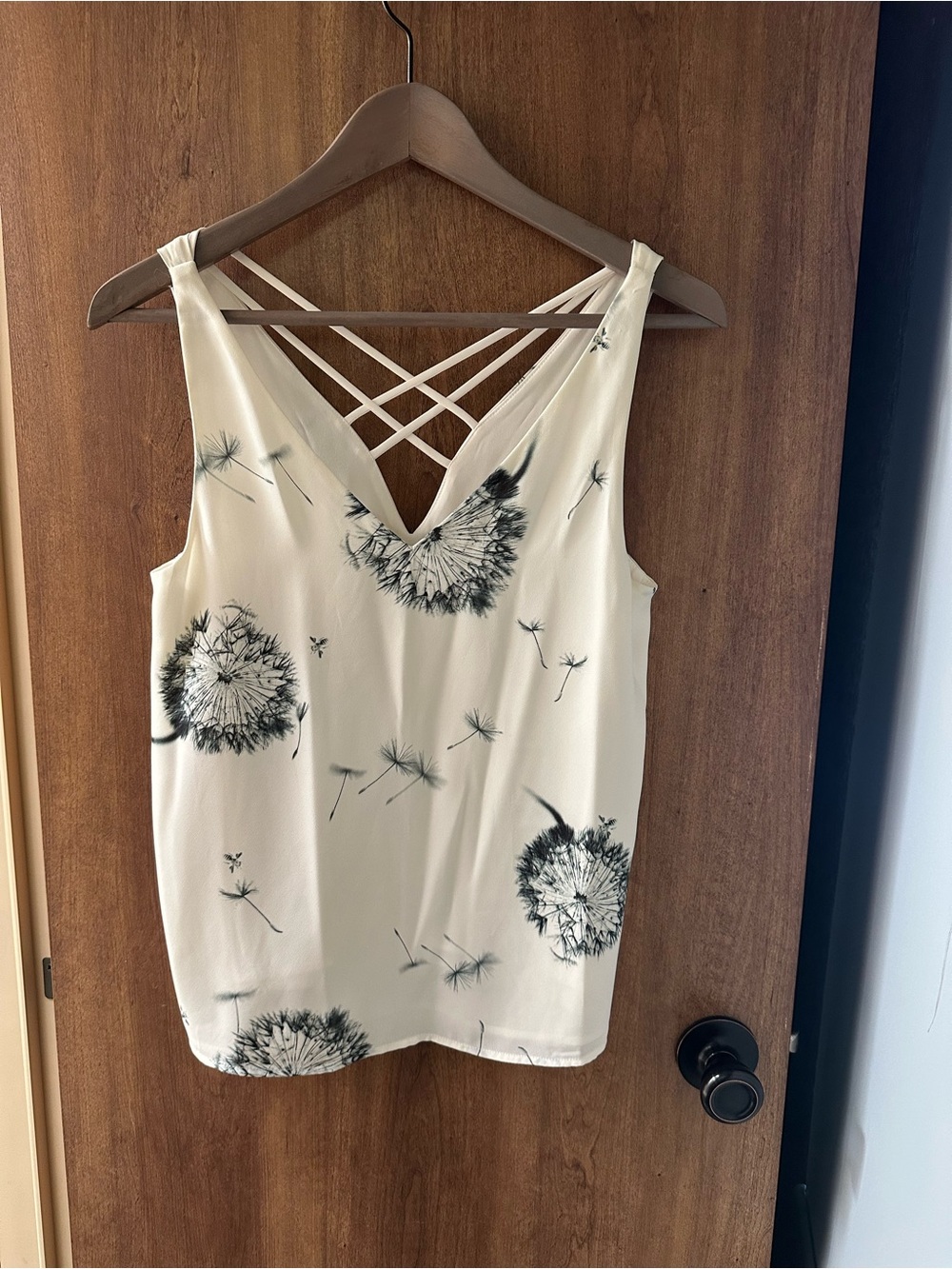 Express Cream Camisole with Dandelion Print  Strappy Back chest 32” L22” XS